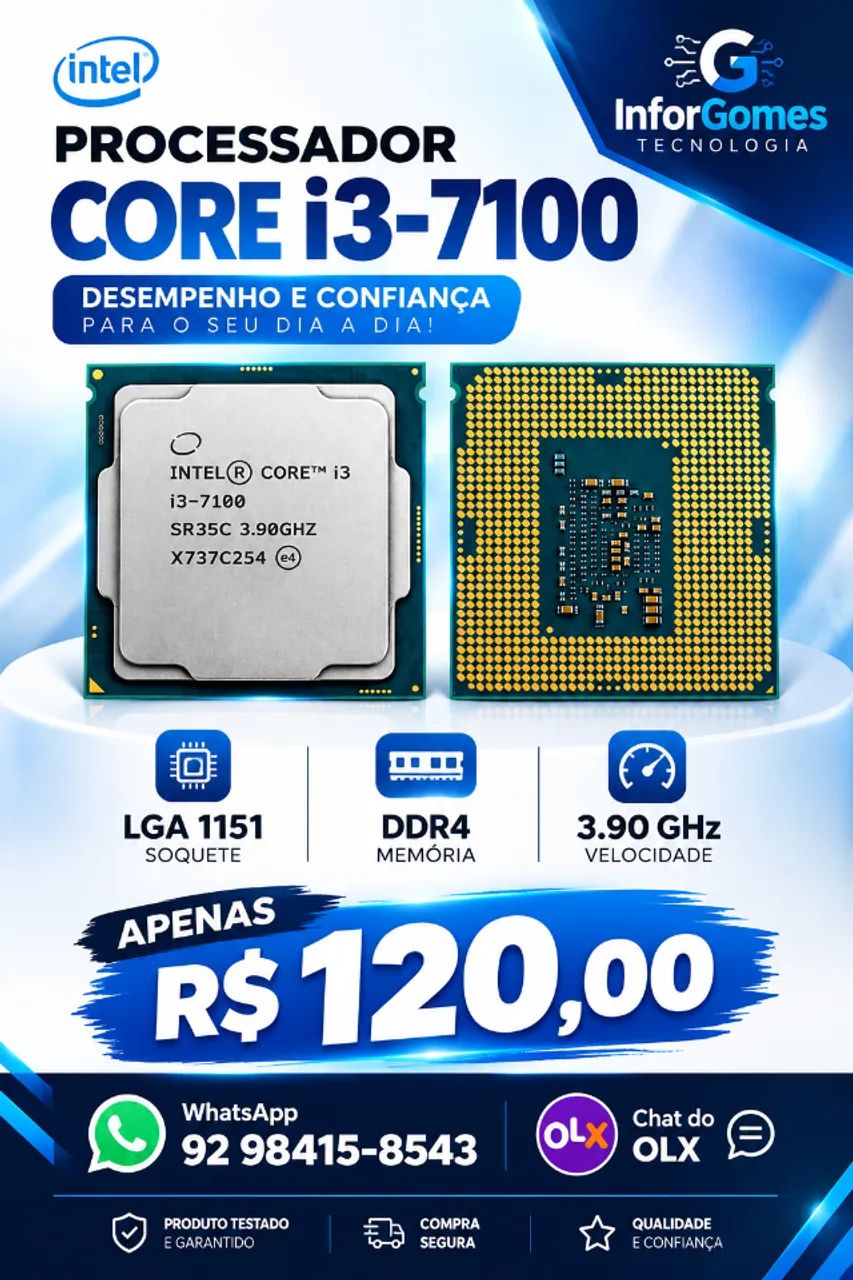 Processador core I3-7100 lga 1151 ddr4 - Foto 3