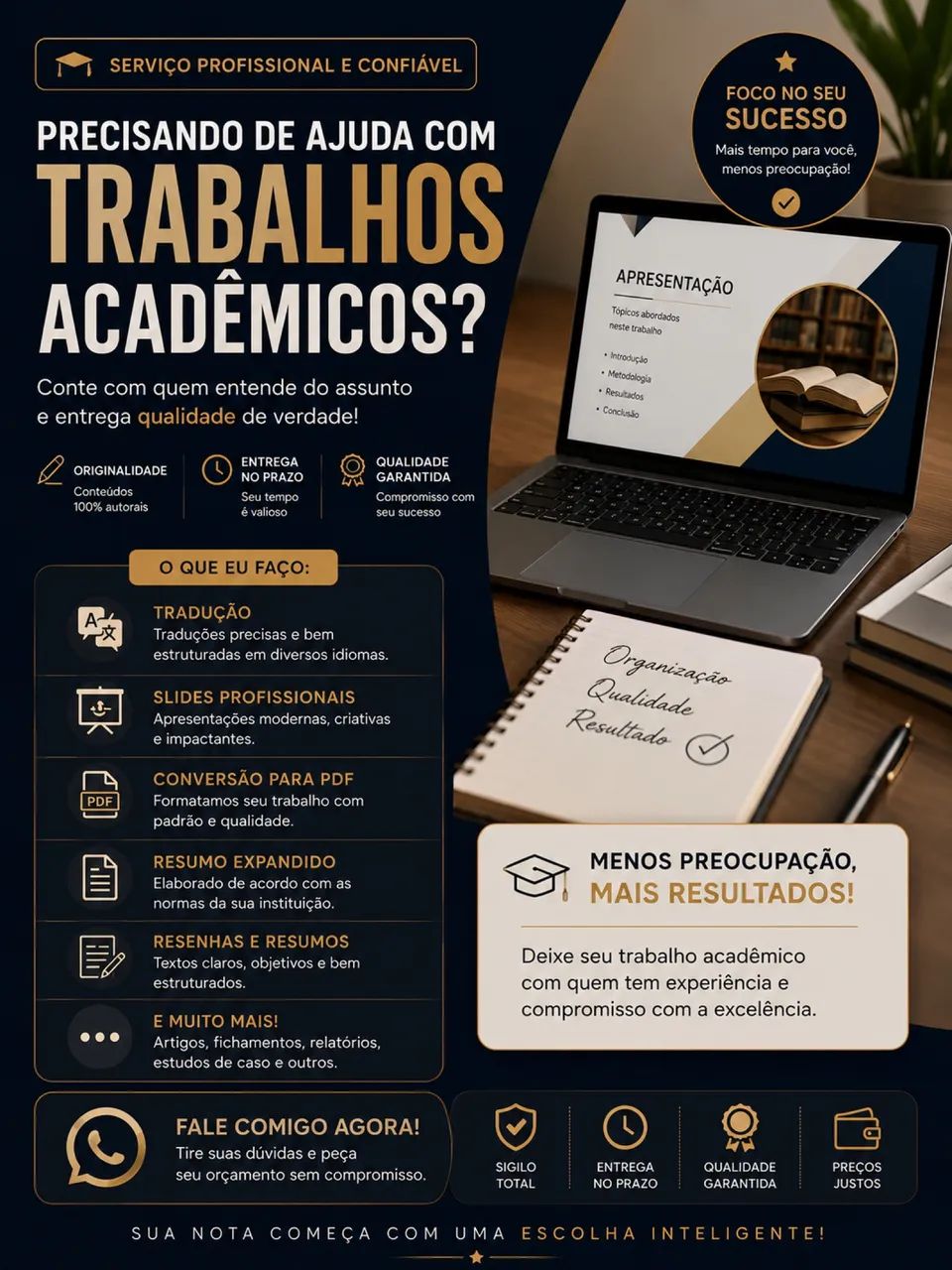 PRODUÇÃO DE TRABALHOS ACADÊMICOS - RELATÓRIOS, SLIDES, PDFs, RESUMO EXPANDIDO, E MAIS