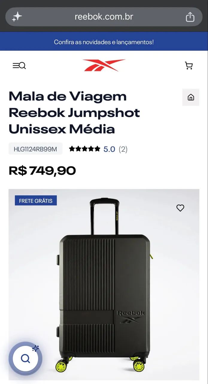 Reebok Mala de Viagem Importada 