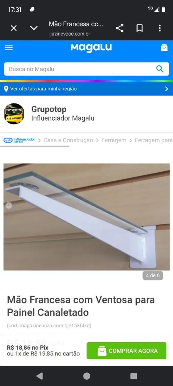 Prateleira de vidro 30×50cm +mão francesa com ventosa  - Foto 3