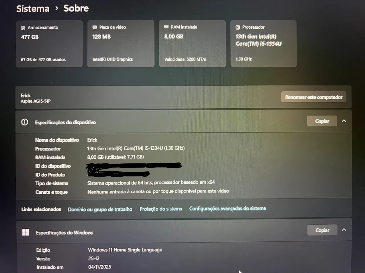 Notebook Acer Aspire GO 15