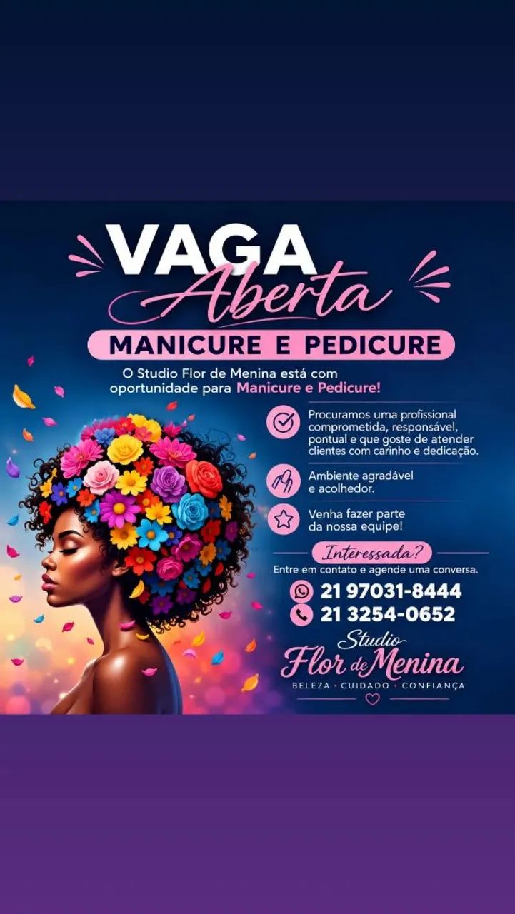 Vaga de manicure e pedicure 