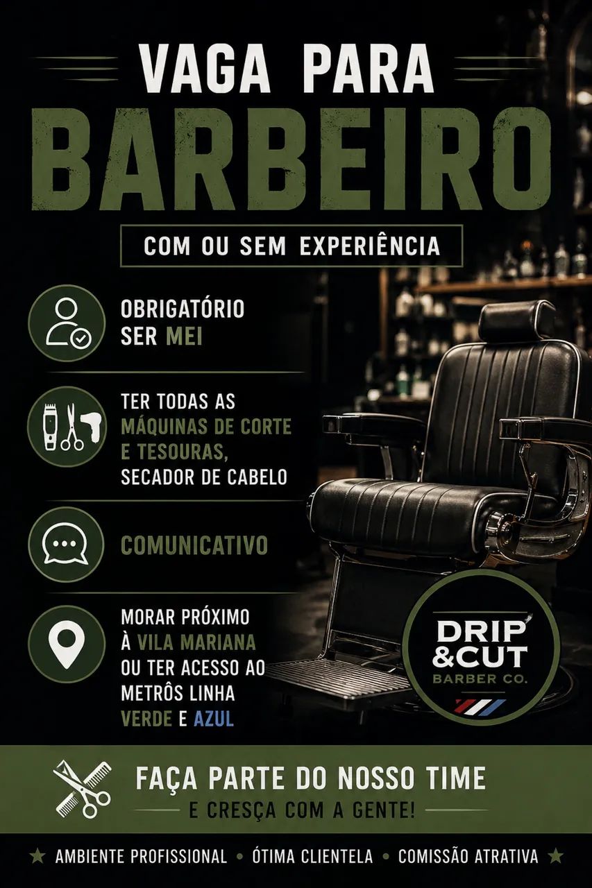Vaga para Barbeiro ou Barbeira! 