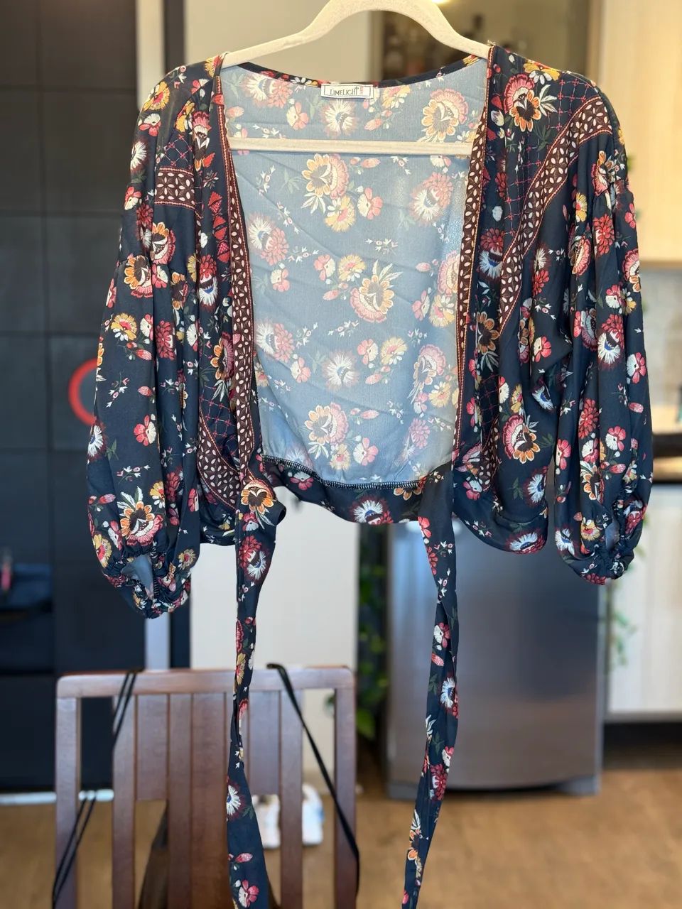 Cropped estampado estilo romântico de amarrar  - Foto 2