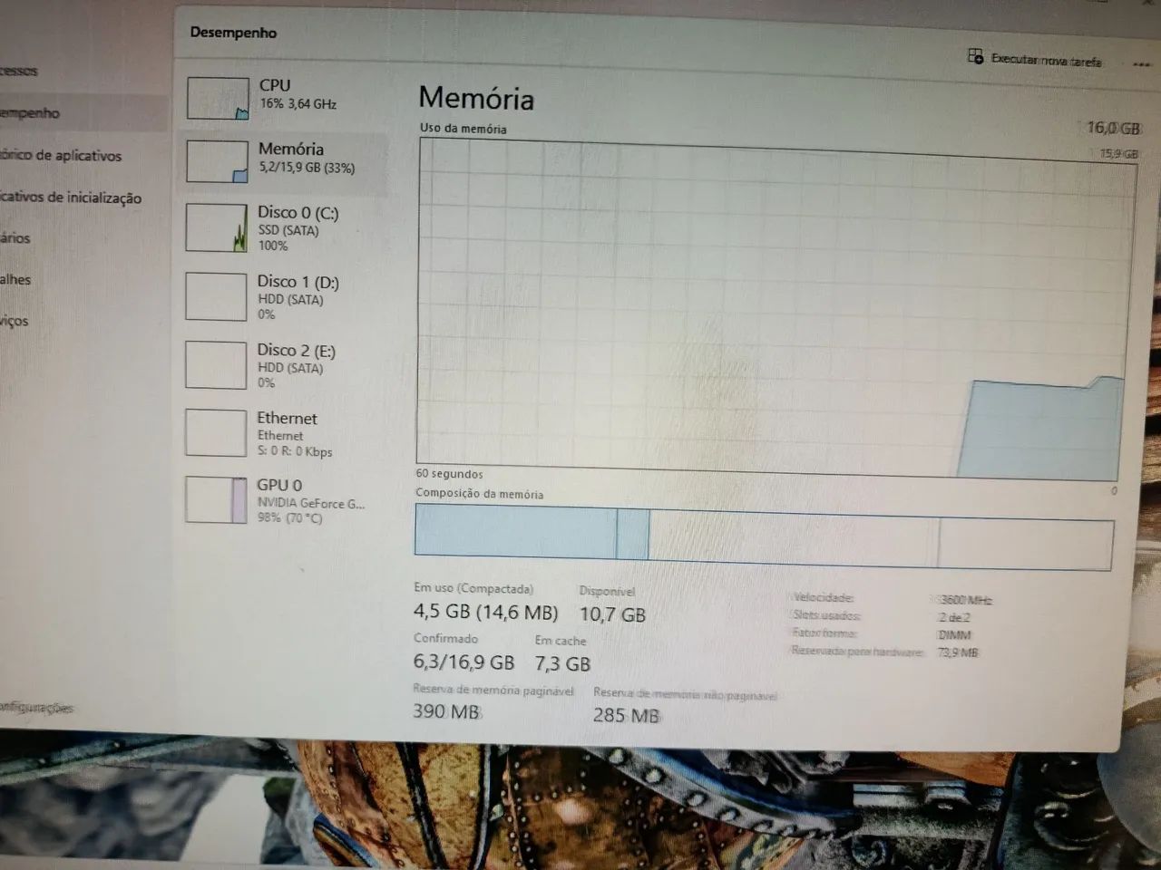 Memória ddr4 Kingston fury renegade RGB 3600MHZ 2x8GB - Foto 2