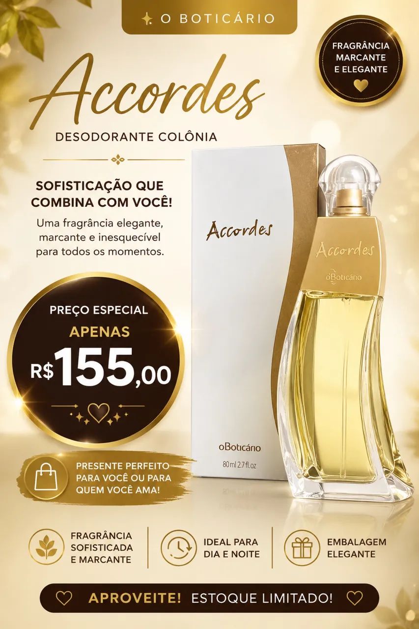 Perfume acordes tradicional o Boticário 