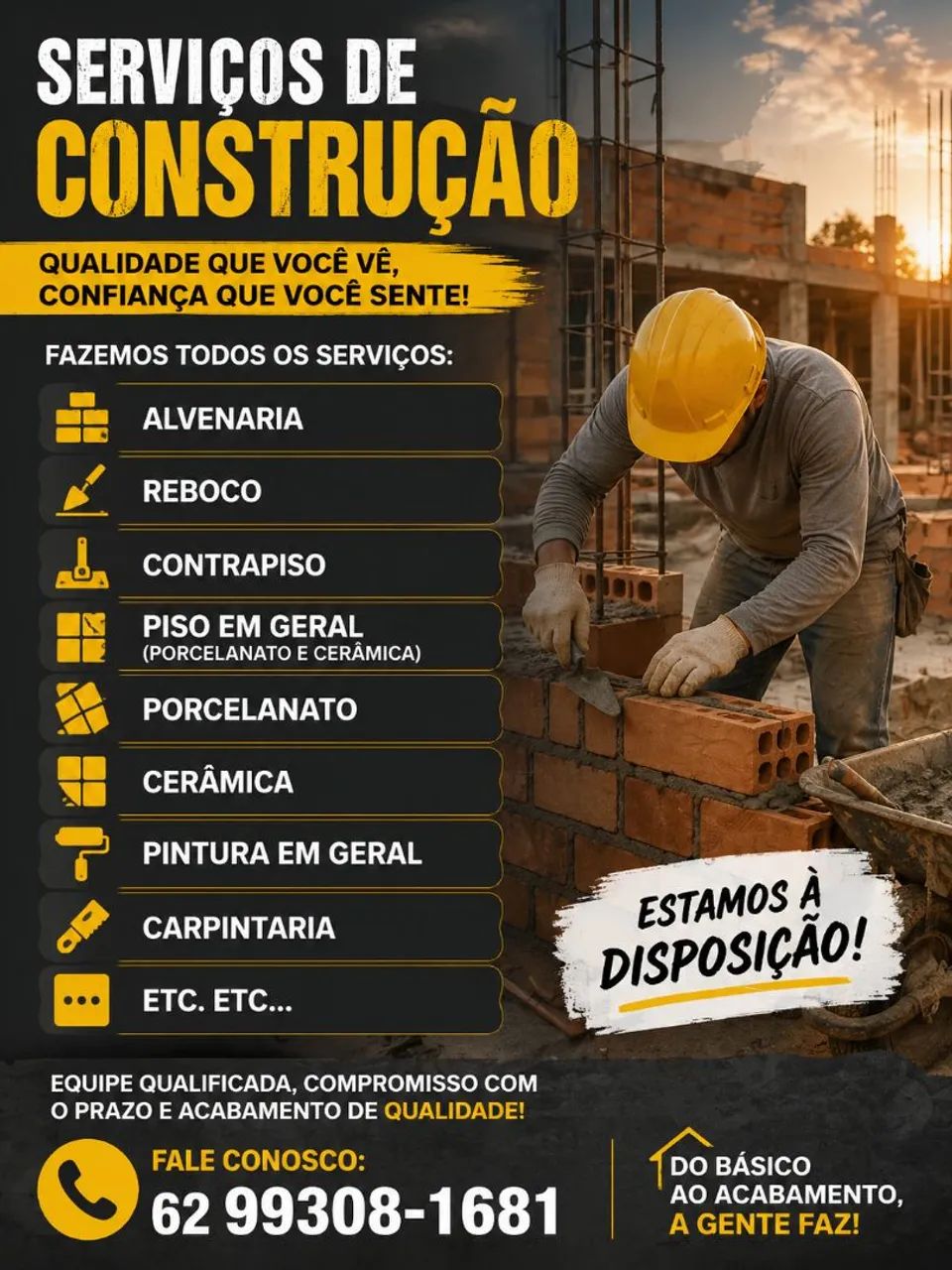 Pedreiro disponível 