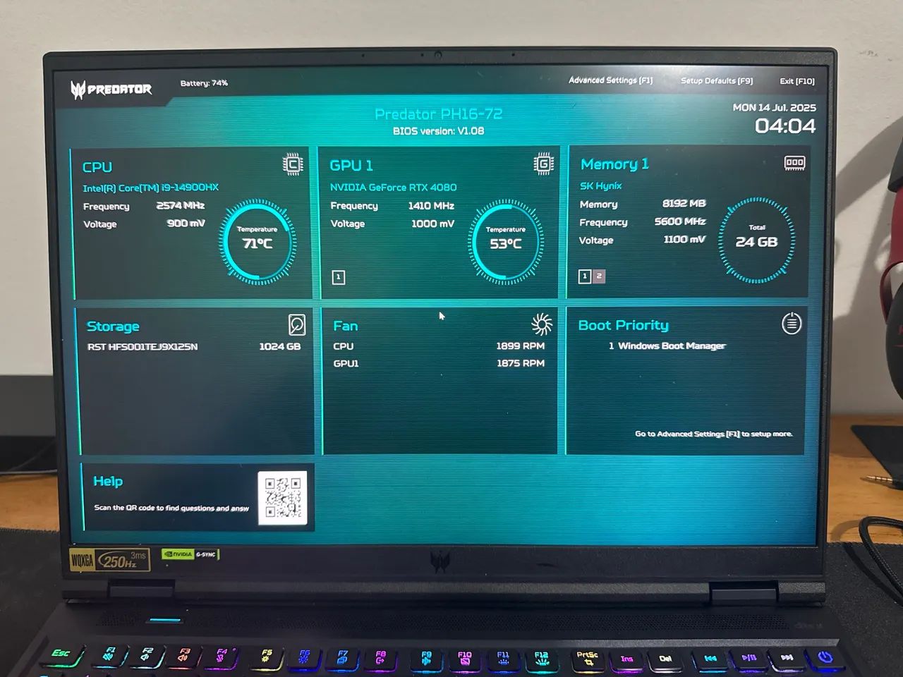 Acer Predator PH16-72 | i9-14900HX | RTX 4080 | 24GB RAM