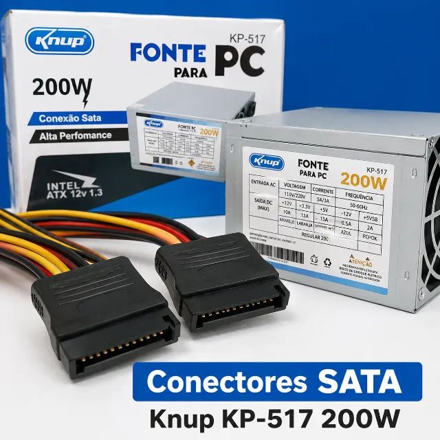 Fonte para PC ATX 200W Bivolt com SATA e Cabo Knup KP-517 - Foto 3