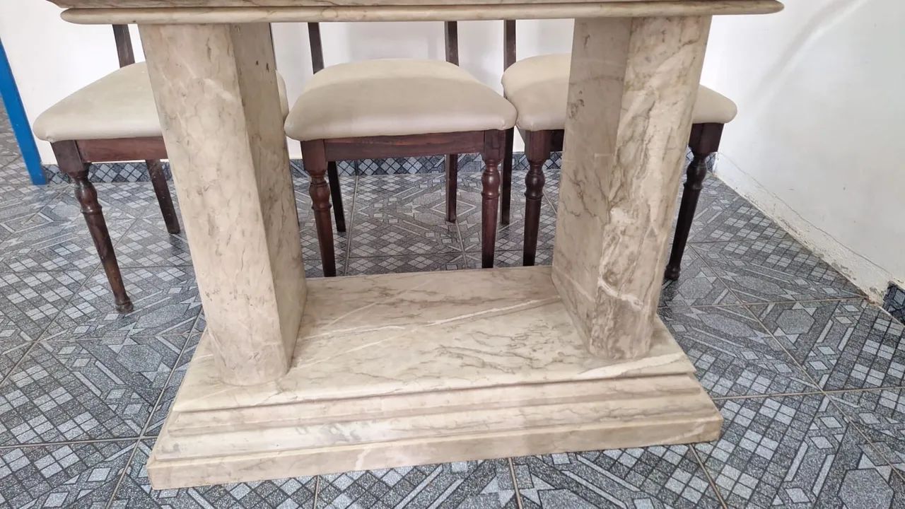 Mesa de jantar, 6 lugares com pé de mármore  - Foto 2