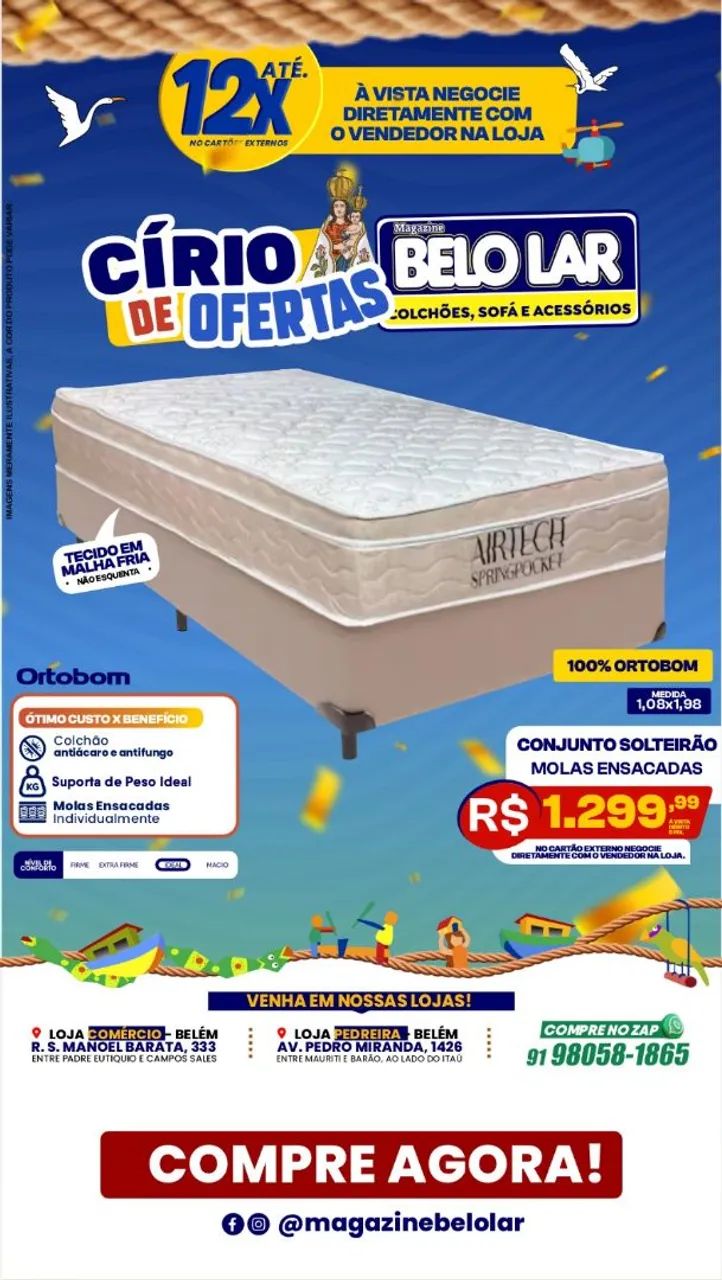 Conjunto Solteirão Molas Ensacadas