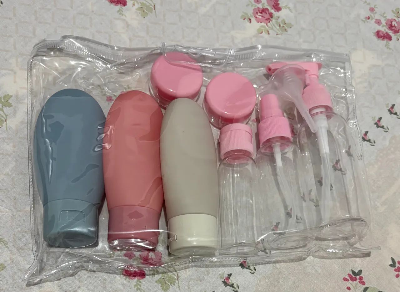 Kit Frascos para Viagem Completo com Necessaire Transparente - Foto 4