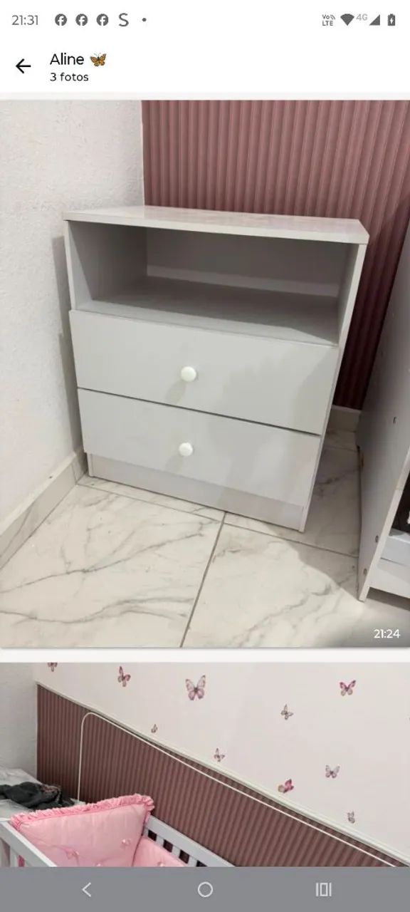 Jogo de berço, cômoda e guarda roupa  - Foto 2