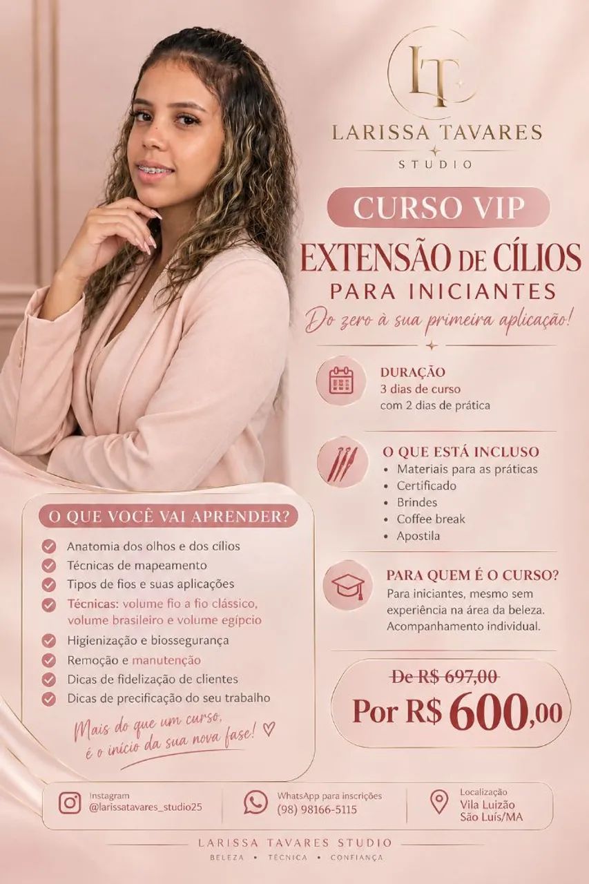 Curso vip extensão de cílios 