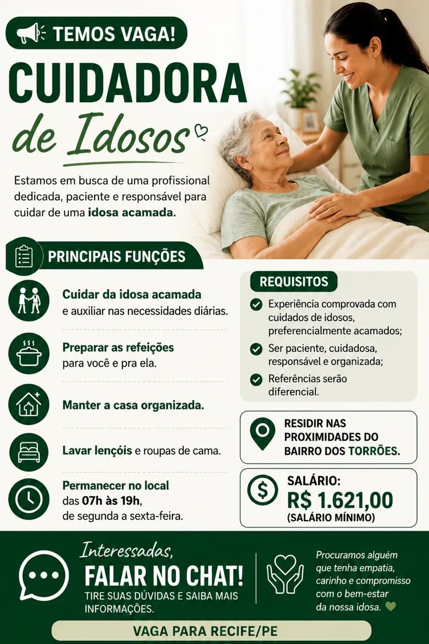 Vaga para cuidadora de idosos