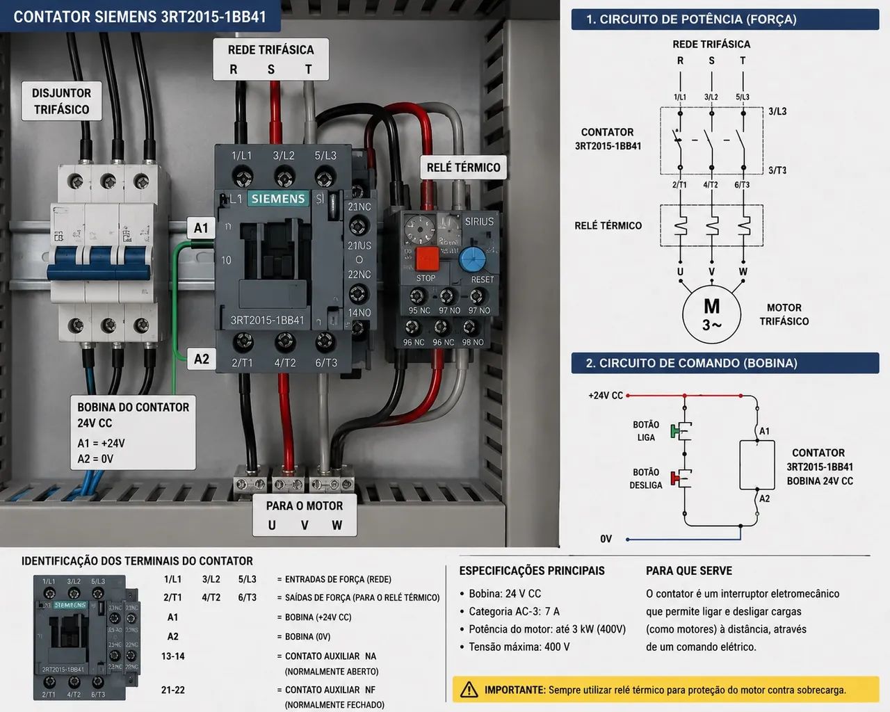 Relê térmico e contator 