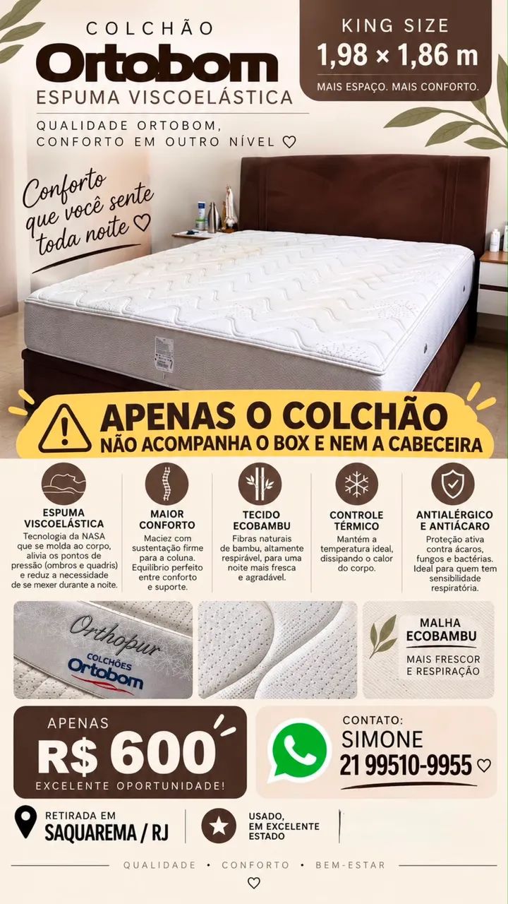 colchão Orthopur da marca Ortobom - King site - Foto 4