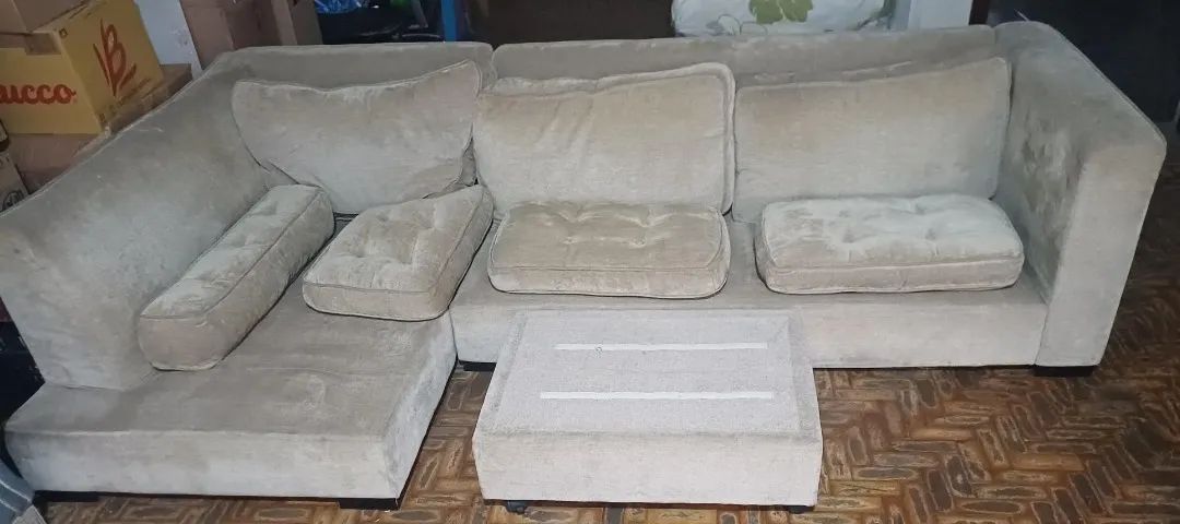Sofá de canto modulado bege 