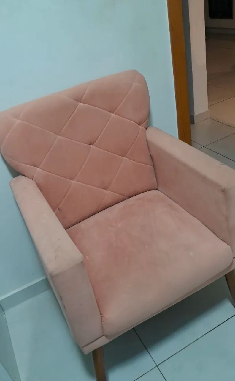 Poltrona Cadeira Suede Rosa - Foto 4