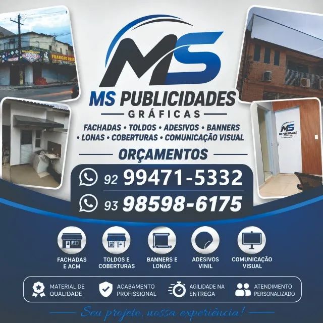 Fachadas em lona impressa, banners, adesivos e muito mais
