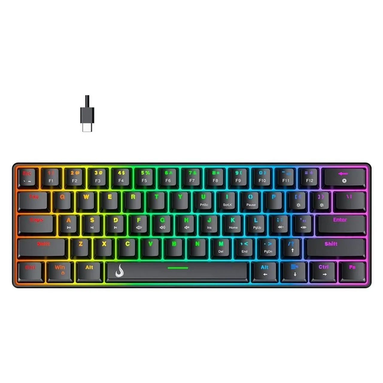 Teclado Gamer Rise Mode Semi Mecânico G2 Mini RGB Layout 60% quebrado - Foto 3