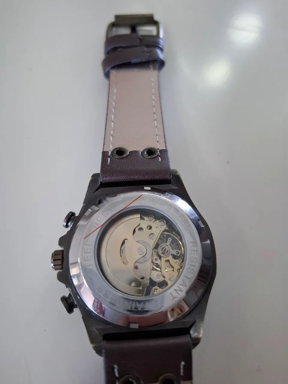 Relógio Masculino Automático Steampunk Skeleton - Bronze Vintage - Foto 3