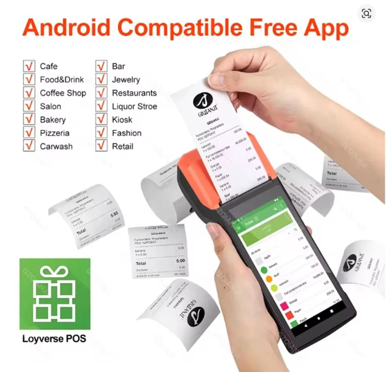 Impressora portátil sem fio POS 1D 2D scanner leitor NFC Impressora térmica - Foto 3