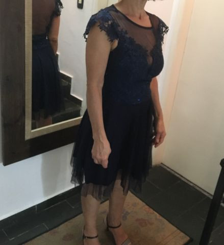 Vestido Azul Marinho ( Túli com renda )