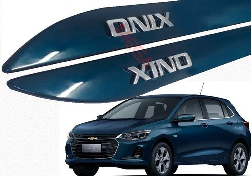 Friso Lateral Gm Onix Hatch 2020 Azul Sekeer Modelo original C/ Nome Cromado  - Foto 3