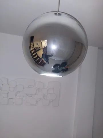 Luminária de teto esfera de vidro espelhado com 41cm