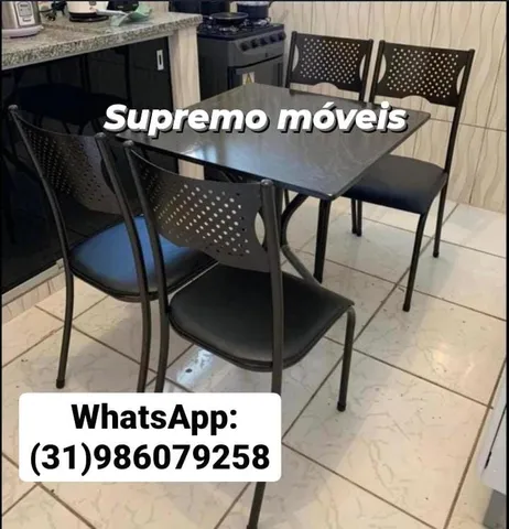 CONJUNTO DE MESA MADEIRA 70X70 + 4 CADEIRAS PRETO MAPLANPeso certo