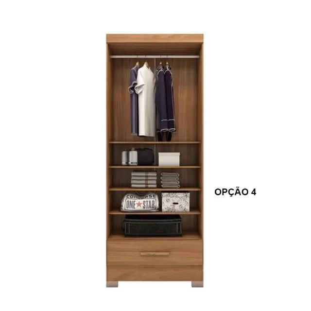 Promoção! Roupeiro Solteiro Smart Plus 2 Portas 1 Gaveta Cinamomo/Chumbo Até 12x  - Foto 5