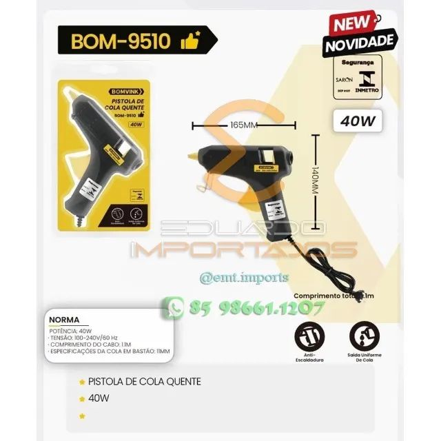 Pistola de Cola Quente 40w BOM-9510 - Foto 2