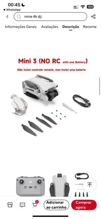 DRONE DJI MINI 3 NOVO LACRADO NA CAIXA - Foto 2