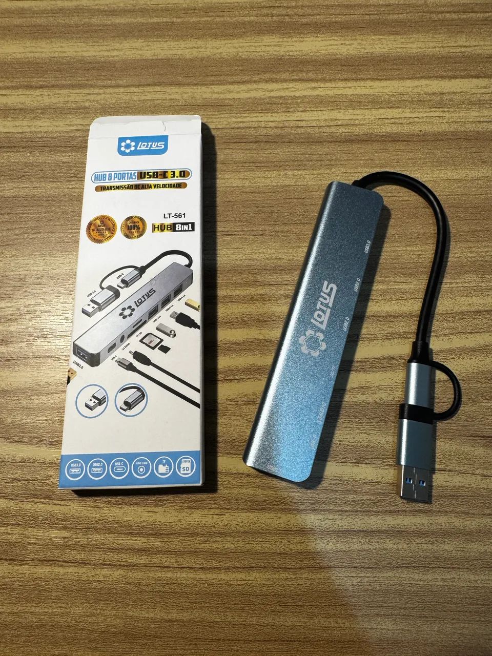 ? Hub USB 3.0 Lotus 8 em 1 - Alta Velocidade - Foto 2
