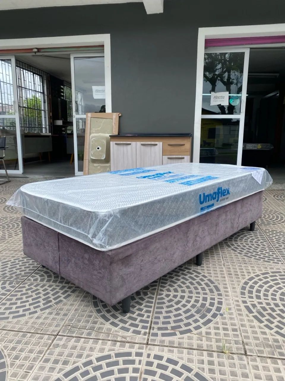 Conjunto box de solteiro mola ensacada novo 