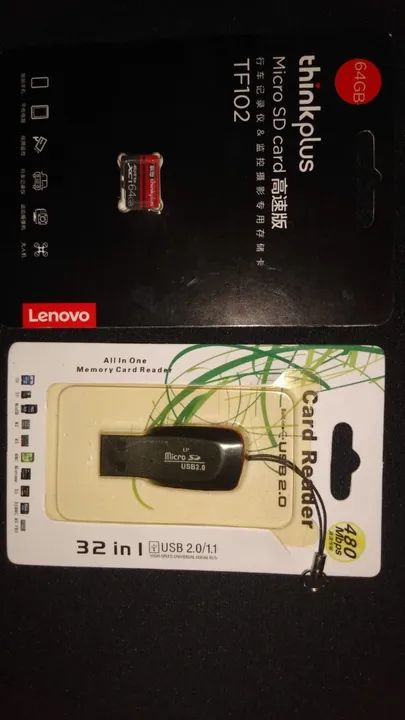 Micro sd 64GB Lenovo adaptador usb e batocera jogos retrô