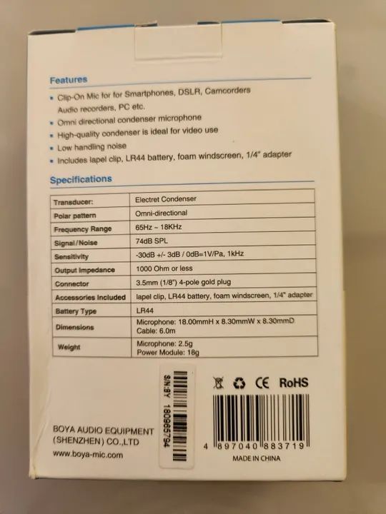 Microfone de Lapela Boya BY-M1 - Novo - Foto 2