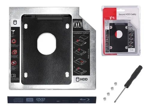 Adaptador Caddy Dvd 9.5 mm para 2° Hd ou Ssd Sata para Notebooks - Foto 4