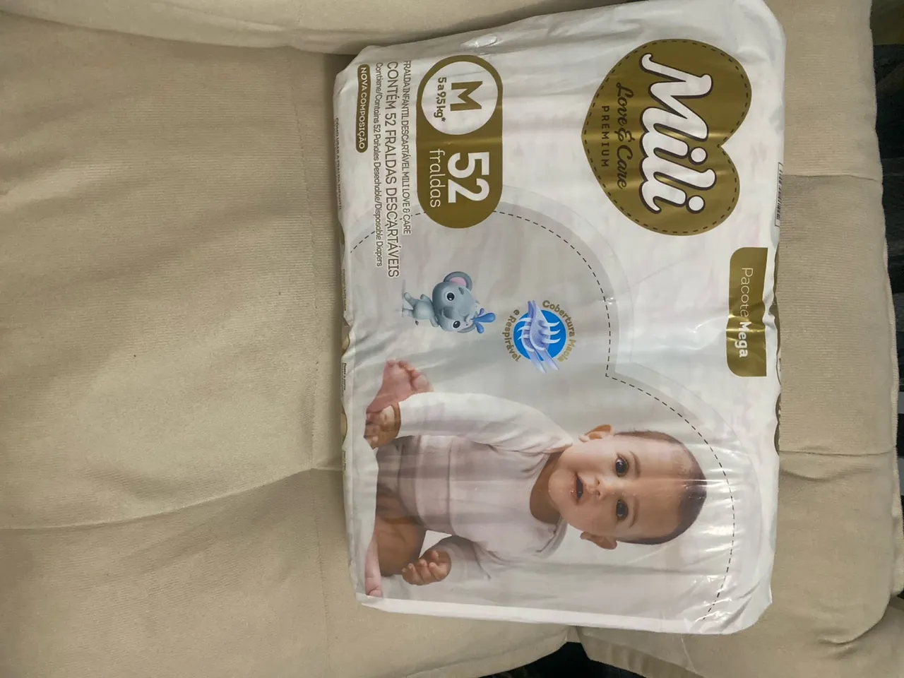 Fraldas Mili Love & Care Premium M - 52 unidades