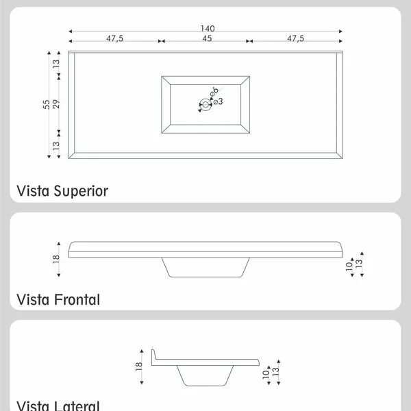 Pia Sintética Para Cozinha 140cm X 55cm - Foto 3