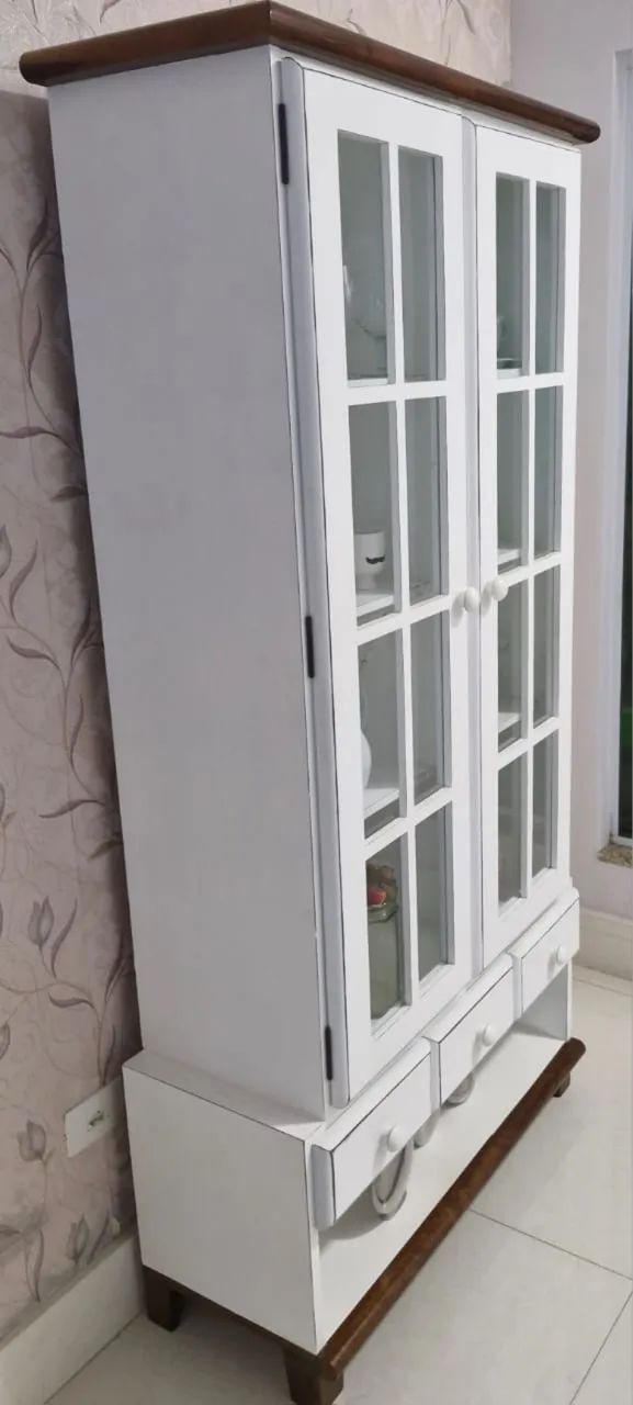 CRISTALEIRA VINTAGE/RETRÔ EM MADEIRA MACIÇA - Foto 2