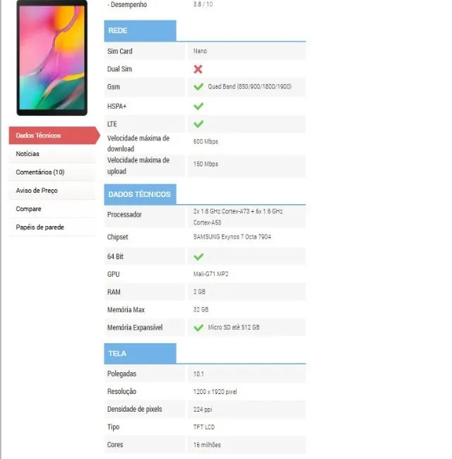 Tablet Samsung SM T510 Tab A Wifi  10.1 Silver (Usado) - Foto 5