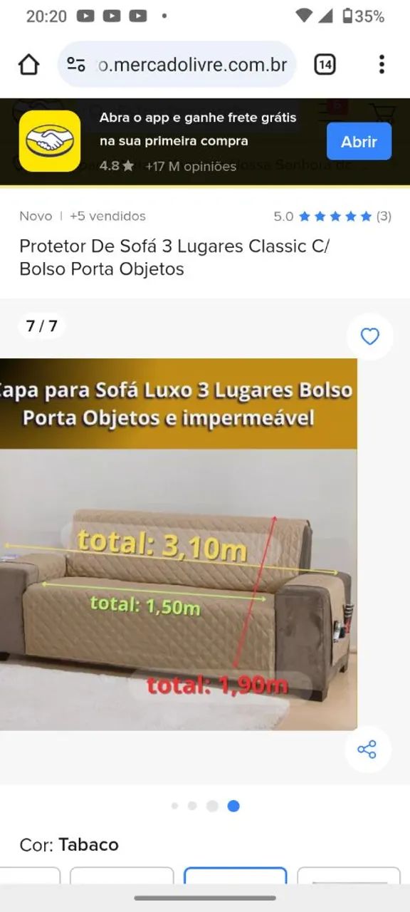 Protetor de Sofá 3 Lugares  - Foto 2