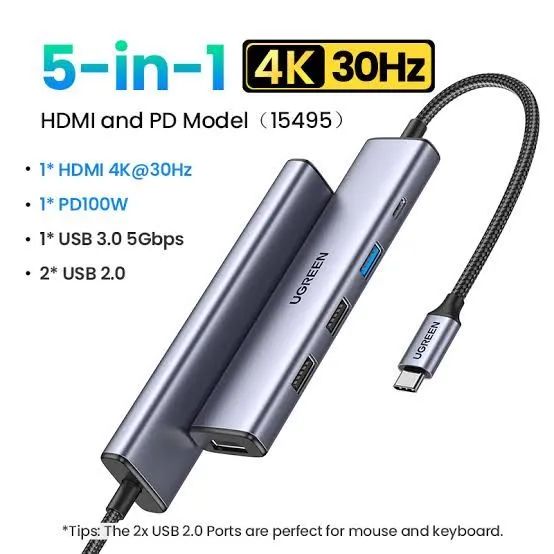 Adaptador USB UGREEN 5-em-1 - 4K 30Hz - Foto 2