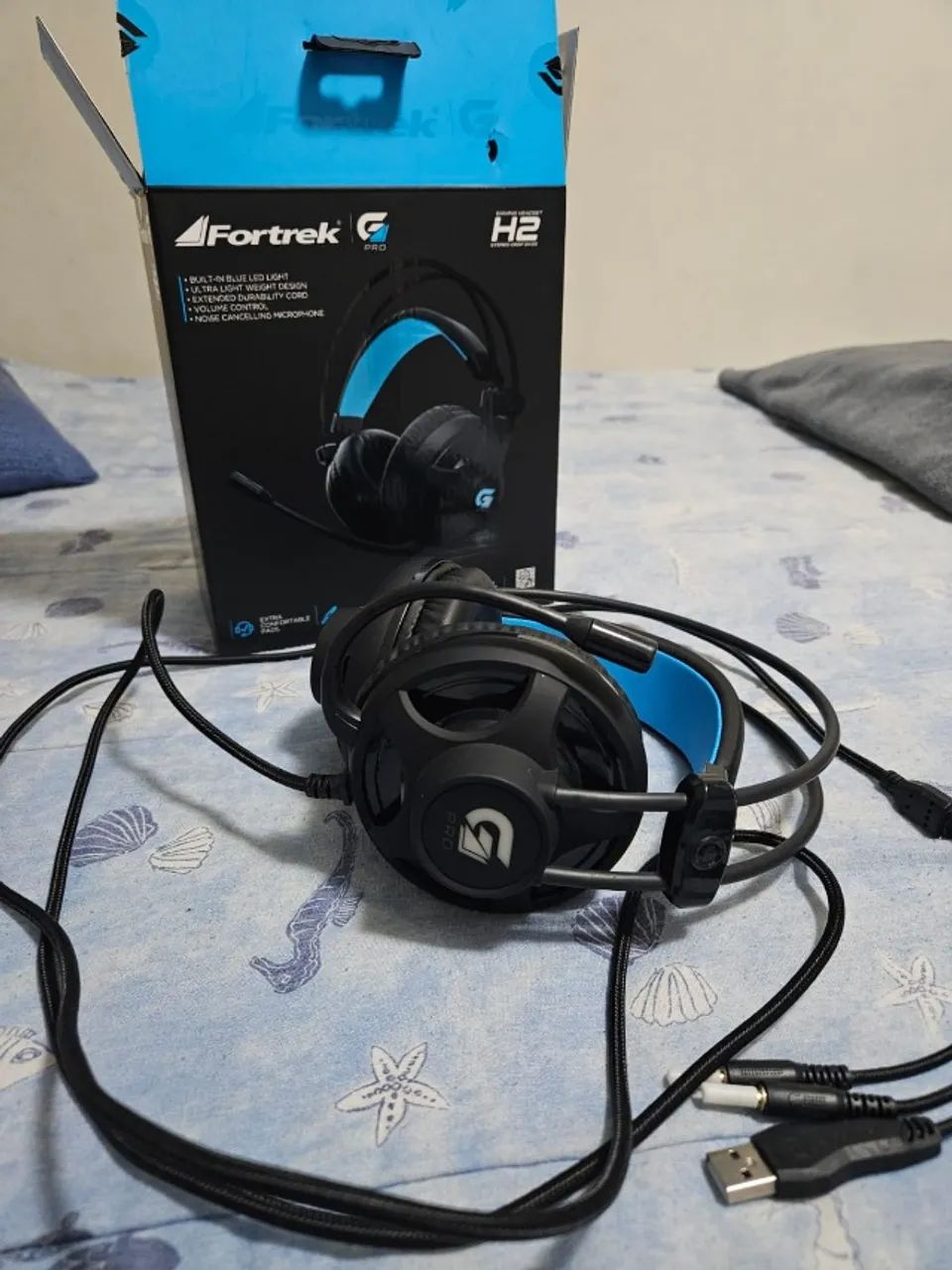 Headset Gamer Fortrek PRO H2 com LED Azul - Entrada P2 - Foto 2