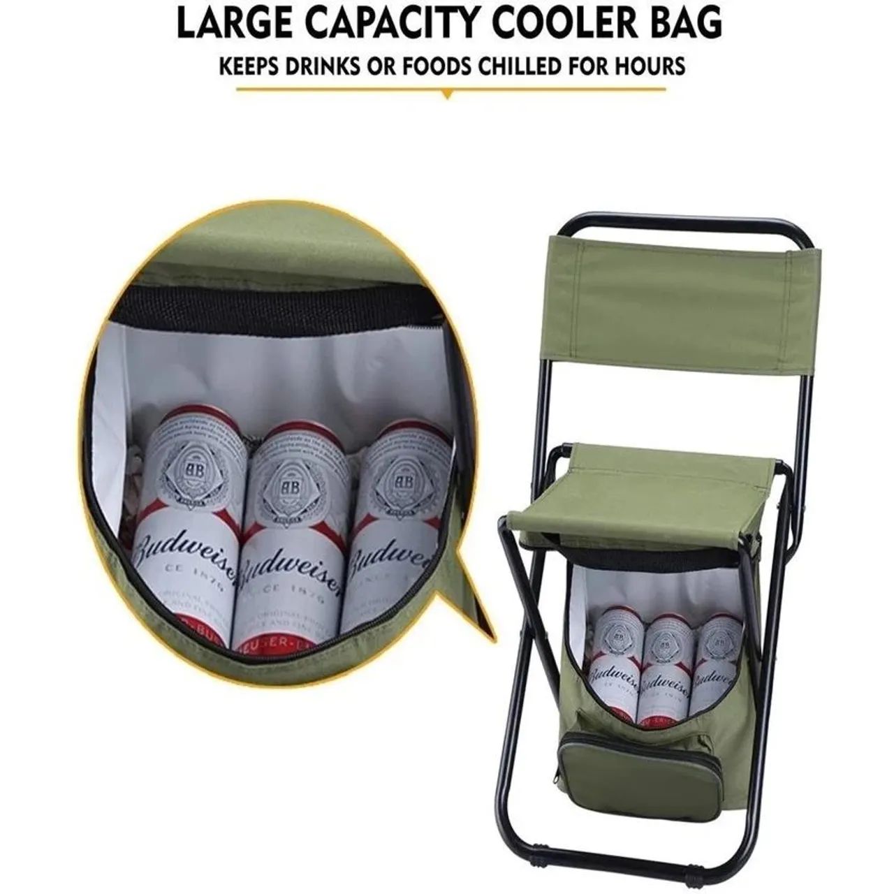 Cadeira dobrável com cooler portátil para camping - Foto 2