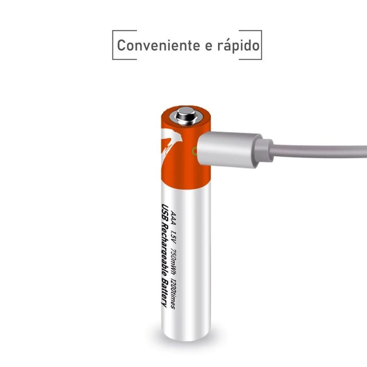 Pilhas AAA Recarregáveis USB C - 1.5V com Cabo Tipo-C - Foto 3