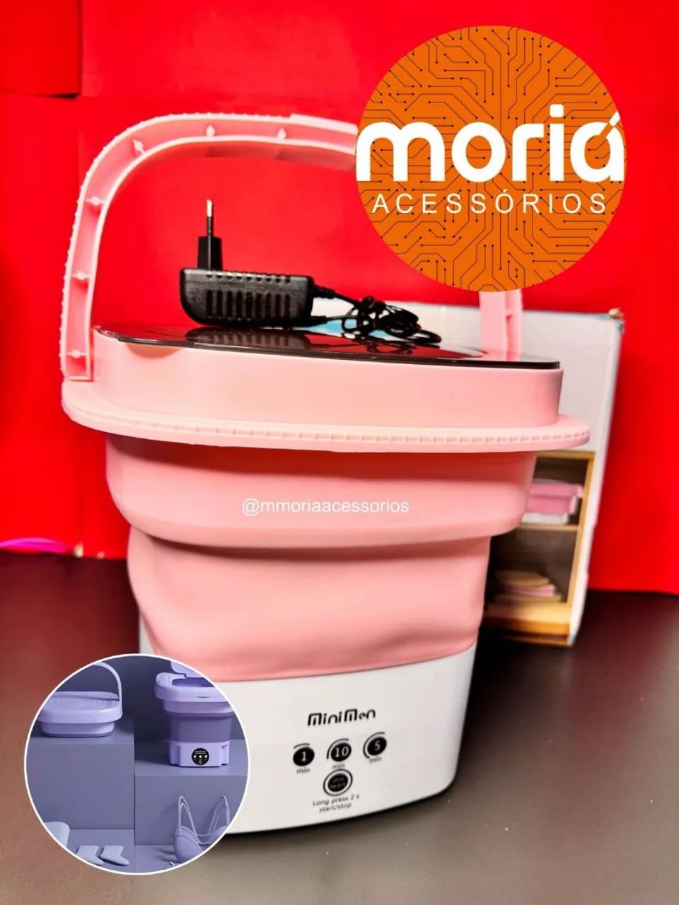 Mini Máquina de Lavar Roupas Dobrável  Portátil, 8L, com alça<br> - Foto 6