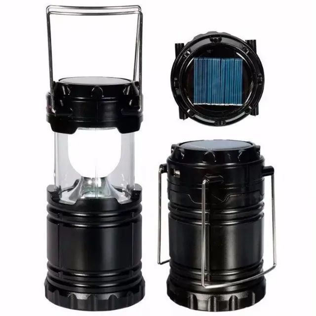 Lampião Solar Lanterna Led Recarregável Lamparina Sh-5800t Cor Preta - Foto 4